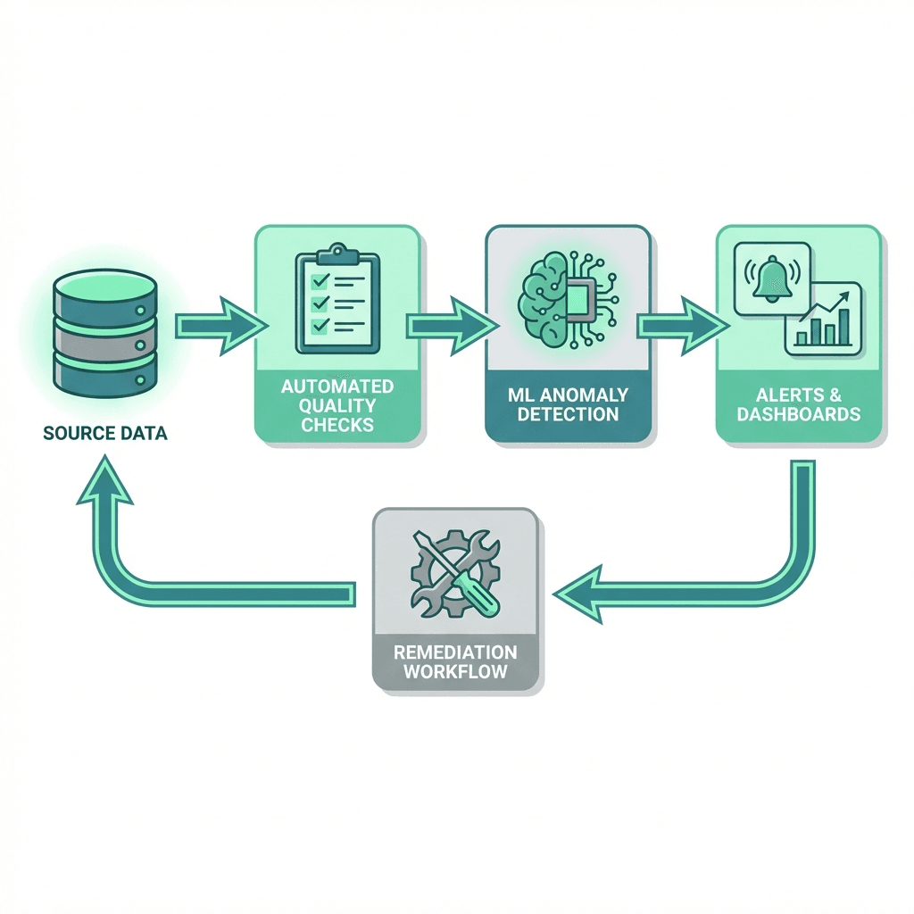 Data Quality Observability architecture and workflow diagram