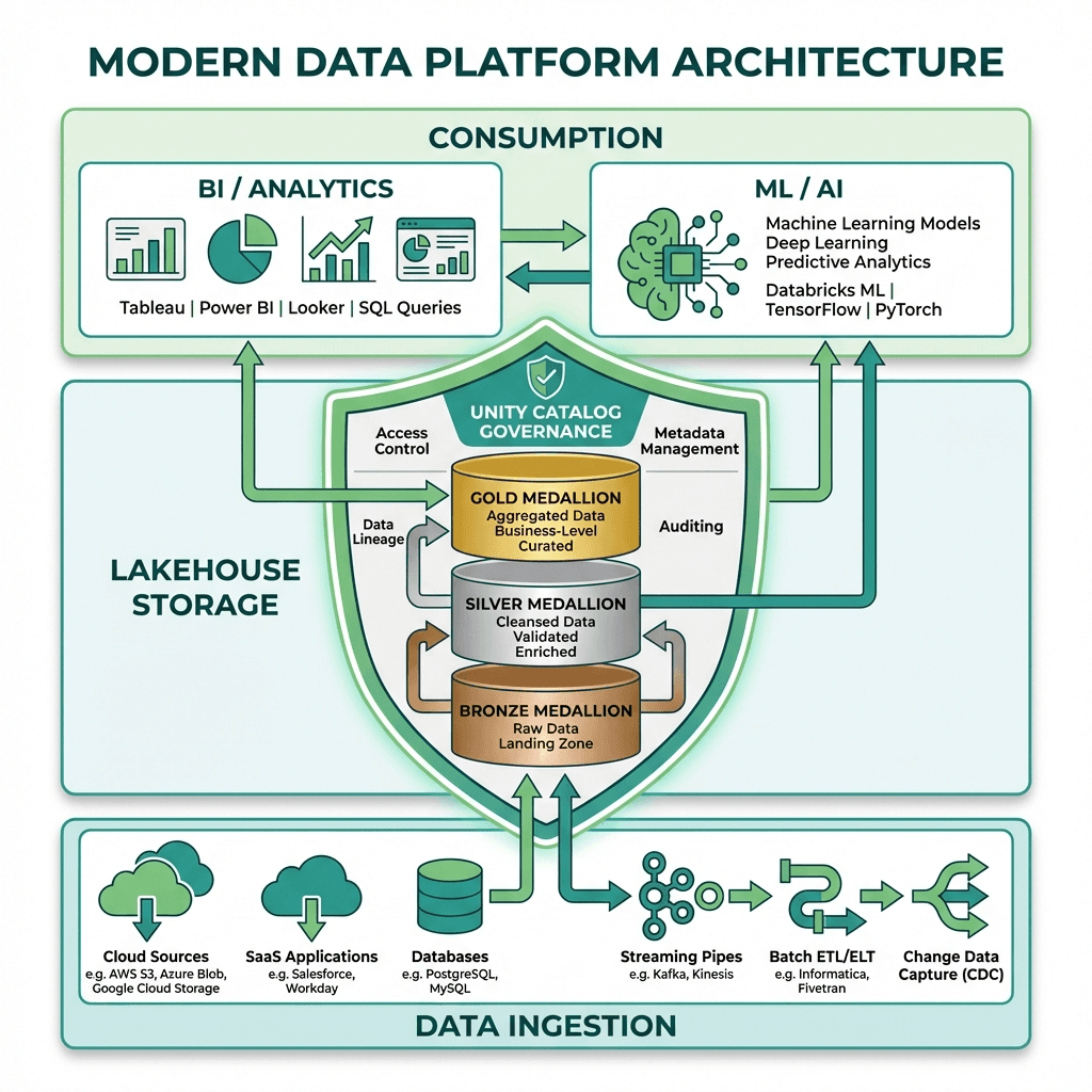 Modern Data Platform architecture and workflow diagram